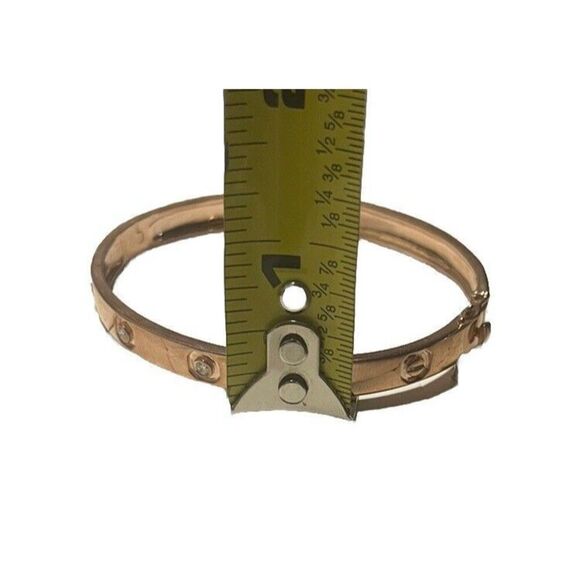 Rose Toned Diamond Eternity Bracelet Sterling Silver 14kt Rose Gold Overlay - Picture 12 of 13